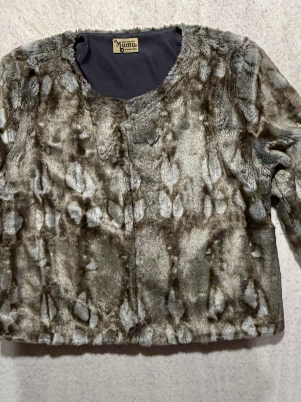 SHOW ME YOUR MUMU FAUX FUR JACKET COLLARLESS BROWN GRAY MULTI